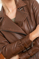 Brown leather Biker Jacket jacket - Image n°11