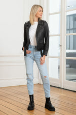 Tailored lambskin biker jacket with D-pocket and zipped pockets. - Image n°2