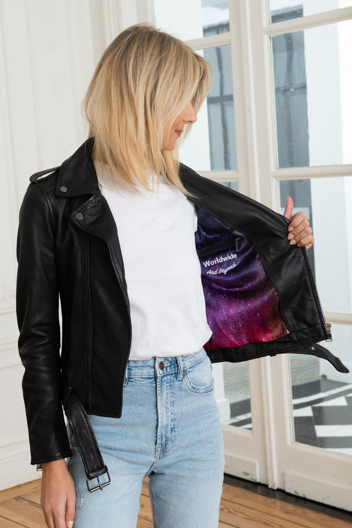 Tailored lambskin biker jacket with D-pocket and zipped pockets. - Image n°7