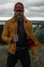 Vintage golden brown leather trucker jacket - Image n°9