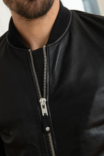 Schott NYC's lambskin MA-1 bomber with ribbed trims and zip front. - Image n°9