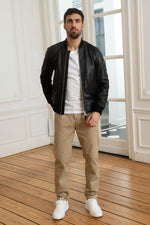 Schott NYC's lambskin MA-1 bomber with ribbed trims and zip front. - Image n°3
