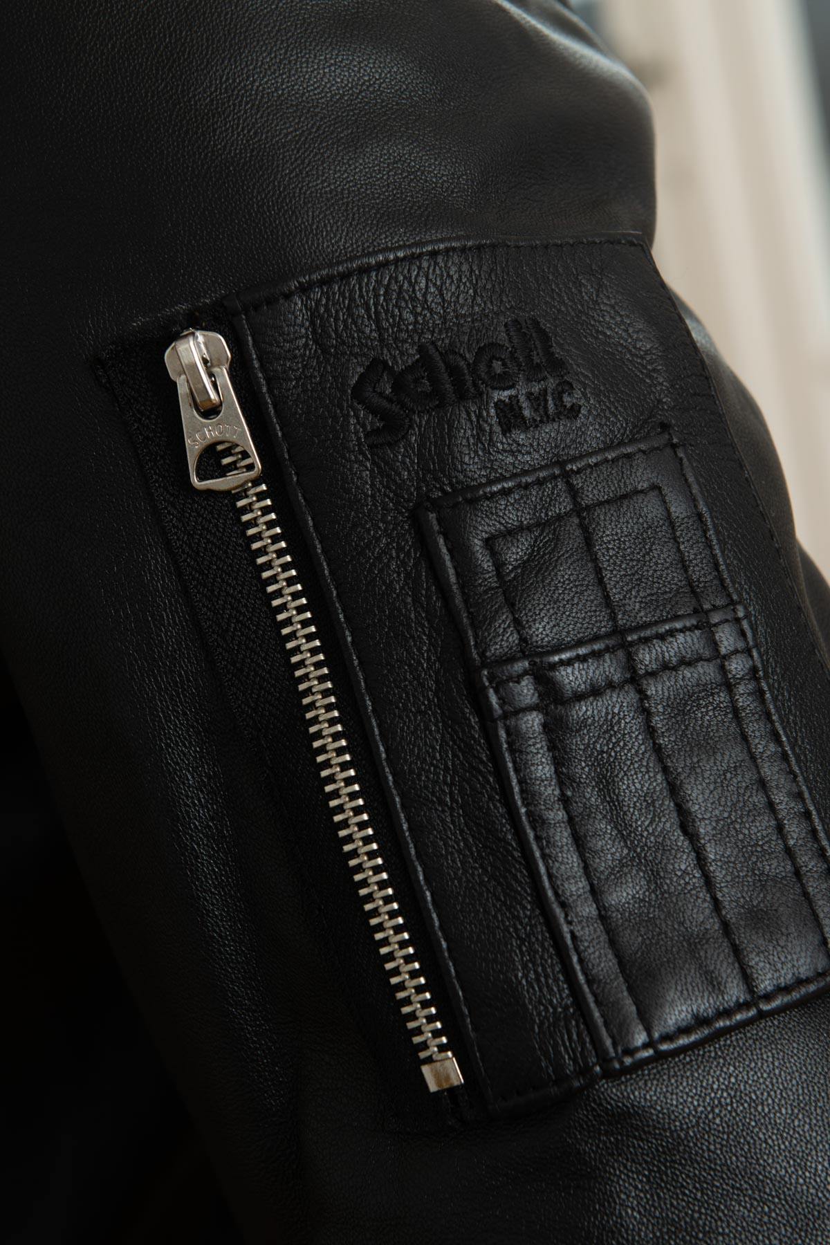Schott NYC's lambskin MA-1 bomber with ribbed trims and zip front. - Image n°10