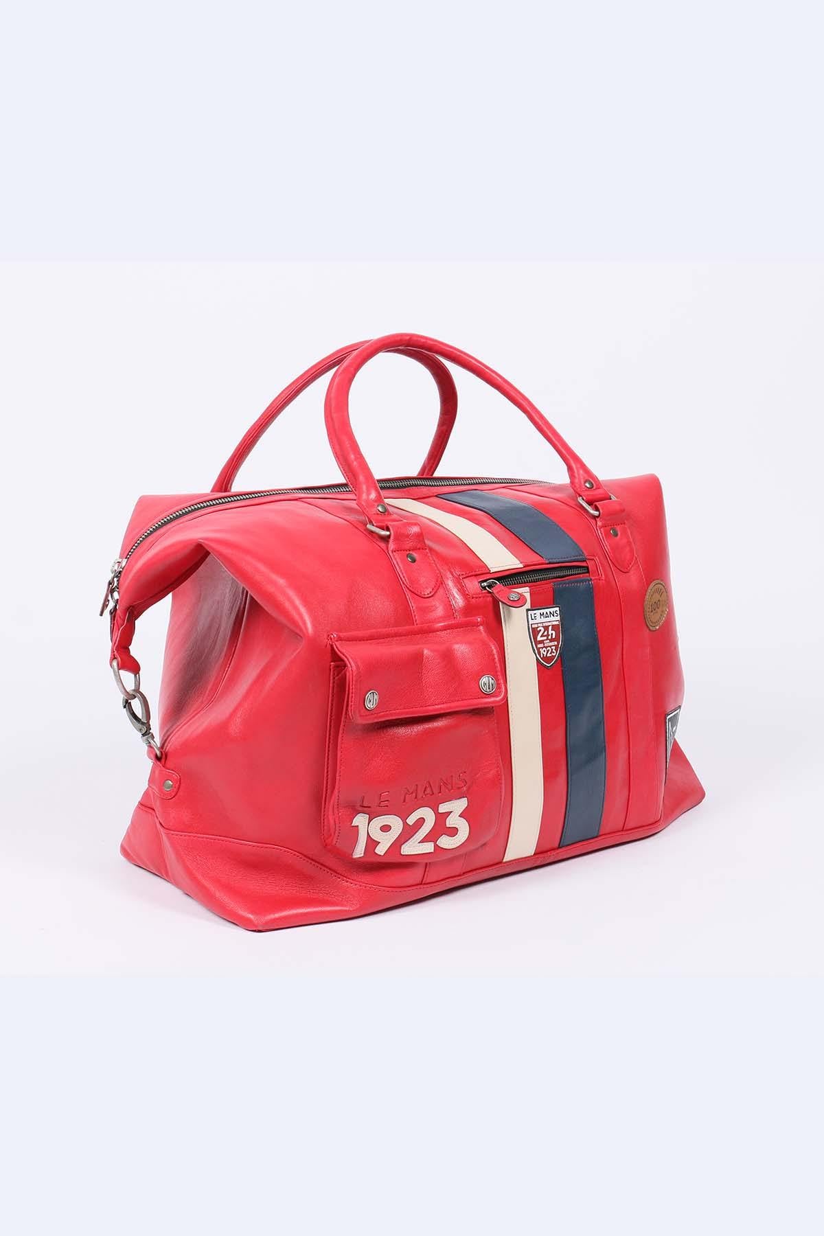 72h racing travel bag in red leather - Image n°3