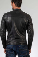 Le Mans-licensed black lambskin jacket. Biker style, regular fit. - Image n°4