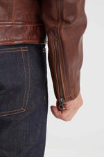 Washed bison lambskin jacket, slim-fit with vintage charm. - Image n°4