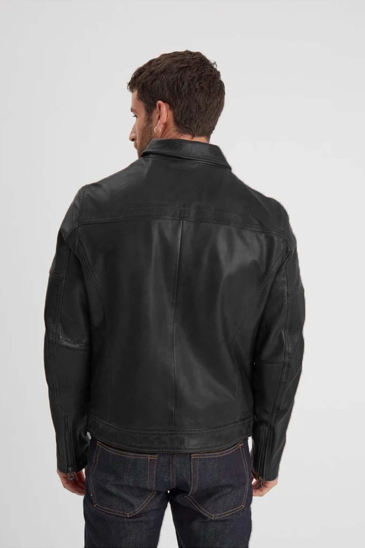 Washed lambskin jacket, slim fit, shirt collar-retro yet versatile. - Image n°4