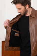 Soft tan sheep leather jacket with shirt collar. Regular fit, stylish. - Image n°4