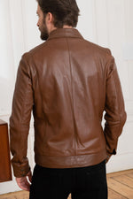 Soft tan sheep leather jacket with shirt collar. Regular fit, stylish. - Image n°5