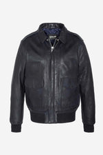 Schott's navy A2 jacket in lambskin-slim, timeless, pilot-ready. - Image n°5
