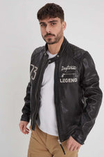 A black lambskin jacket with retro racing details - Image n°7