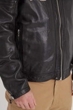 A black lambskin jacket with retro racing details - Image n°10