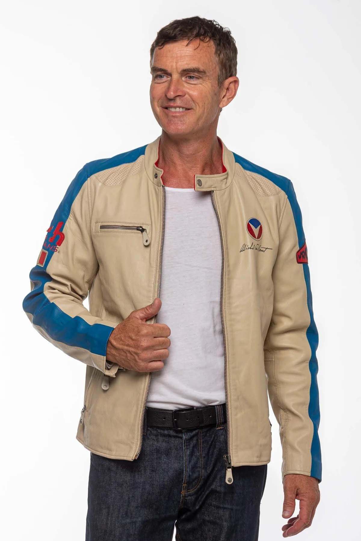 Michel Vaillant's ecru sheepskin motard jacket. Regular fit, all-season wear. - Image n°5