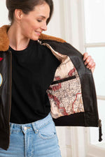 Top Gun maroon goatskin jacket: 17 patches, removable faux-fur collar. - Image n°4