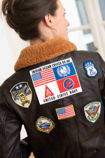 Top Gun maroon goatskin jacket: 17 patches, removable faux-fur collar. - Image n°7