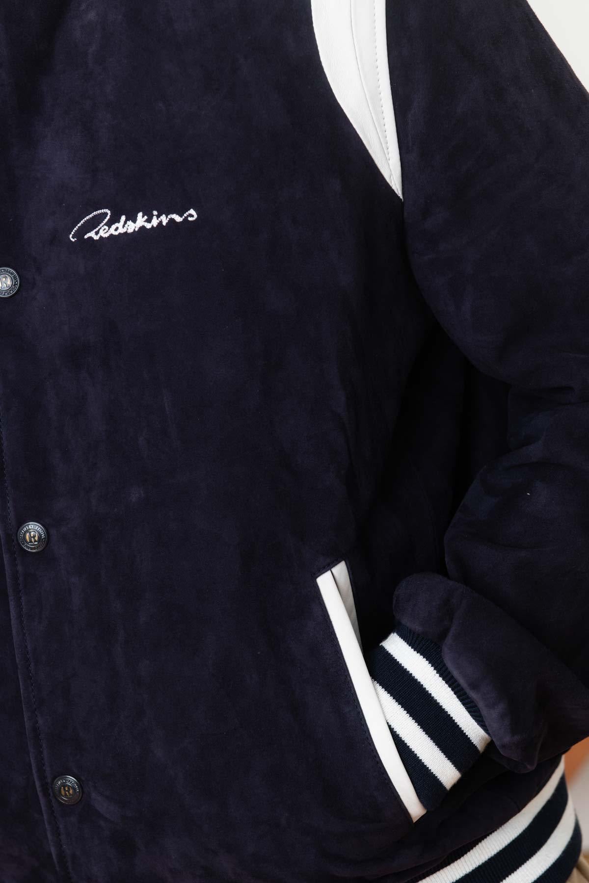 Redskins' navy/white suede goatskin teddy, sporty and relaxed. - Image n°7