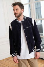 Redskins' navy/white suede goatskin teddy, sporty and relaxed. - Image n°3
