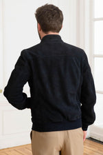 Navy suede goatskin jacket by Schott-biker style meets everyday wear. - Image n°5