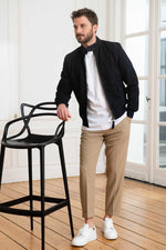 Navy suede goatskin jacket by Schott-biker style meets everyday wear. - Image n°2