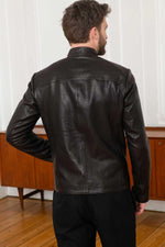 Black lambskin jacket, moto collar, regular fit-ideal for any season. - Image n°5