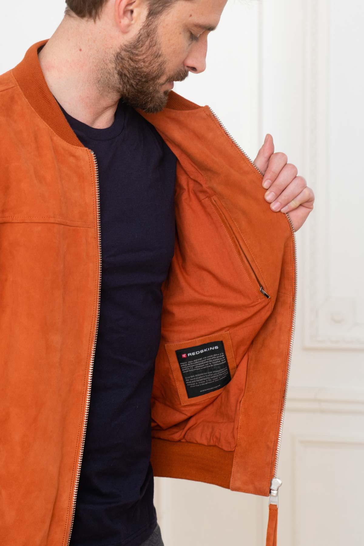 Supple lambskin teddy jacket in bold African orange for all seasons. - Image n°4