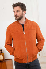Supple lambskin teddy jacket in bold African orange for all seasons. - Image n°3
