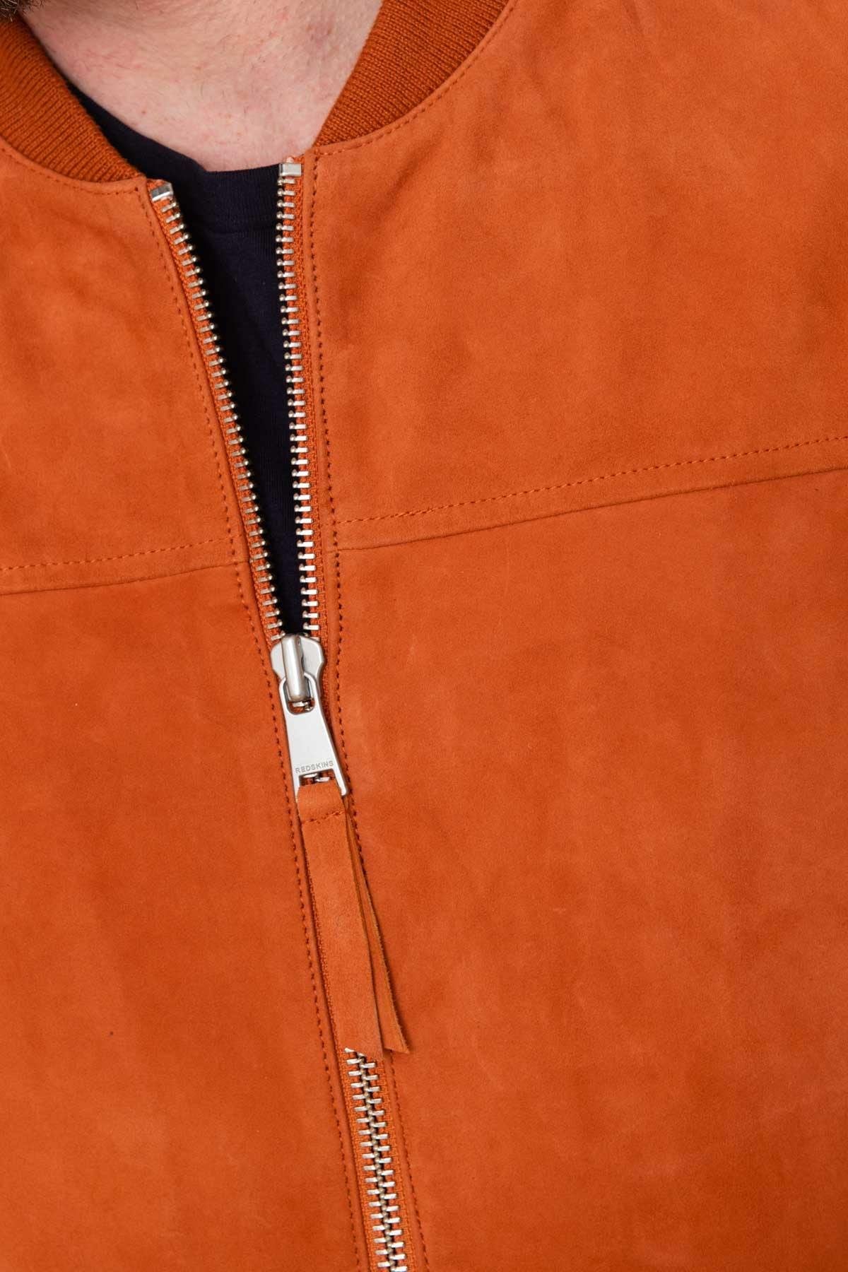 Supple lambskin teddy jacket in bold African orange for all seasons. - Image n°6