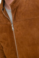 Velvety cognac goatskin bomber, slim fit with ribbed trims. - Image n°6