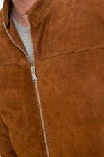 Velvety cognac goatskin bomber, slim fit with ribbed trims. - Image n°6