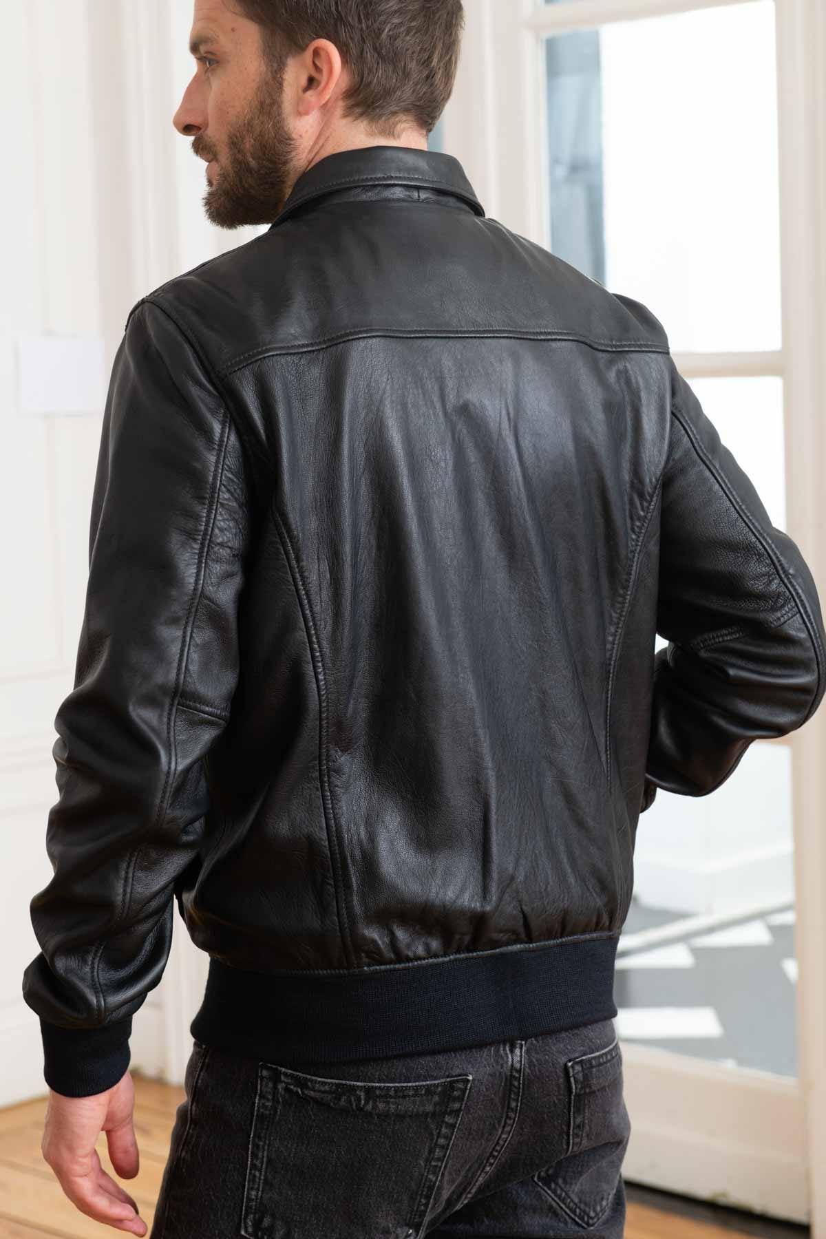 Schott's navy A2 jacket in lambskin-slim, timeless, pilot-ready. - Image n°6