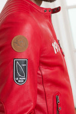 Red sheepskin jacket with a motorsport edge-sleek, regular fit. - Image n°11