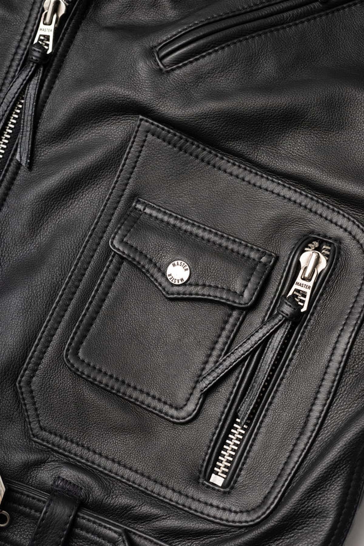 Hand-sewn quilted and belted Biker Jacket - Image n°10