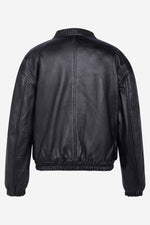 Schott's black washed lambskin bomber with elasticated trims. - Image n°5
