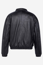 Schott's black washed lambskin bomber with elasticated trims. - Image n°5