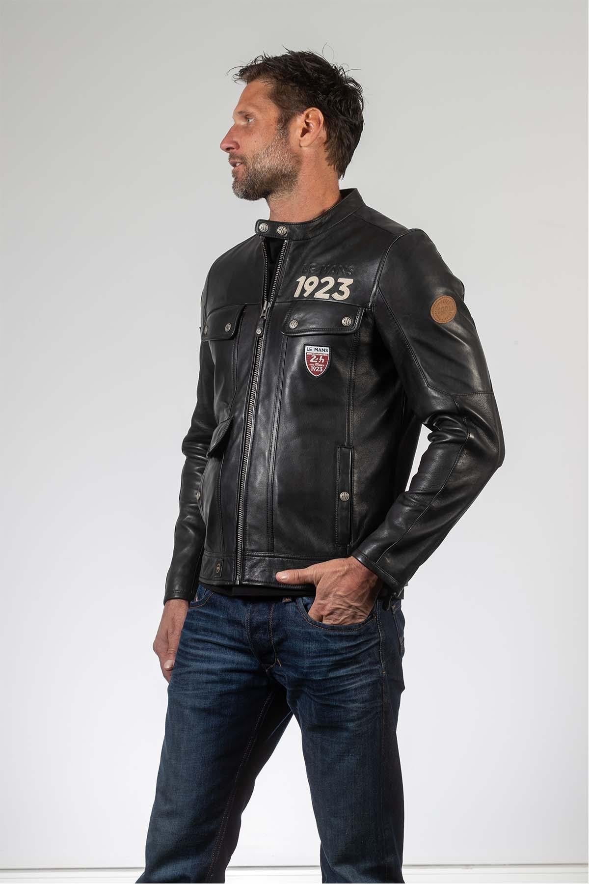 Black racing leather jacket Lagache 24H Le Mans 1923 Men - Image n°3