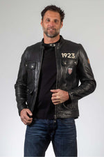 Black racing leather jacket Lagache 24H Le Mans 1923 Men - Image n°2