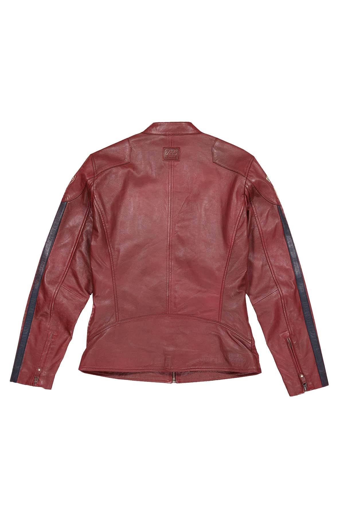 Red lambskin jacket inspired by Steve McQueen's 1971 Le Mans. - Image n°6