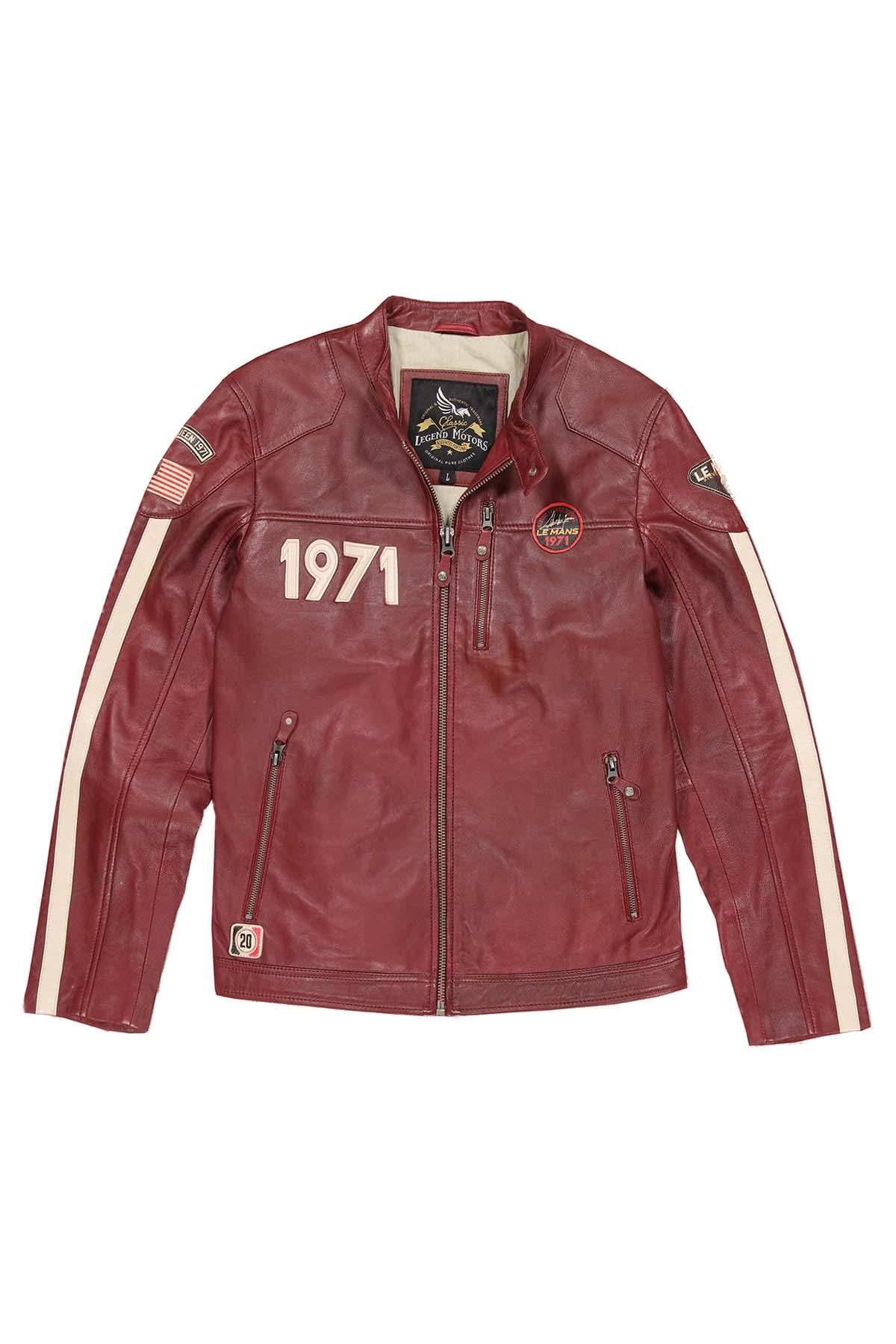 Red lambskin jacket inspired by Steve McQueen's 1971 Le Mans. - Image n°4