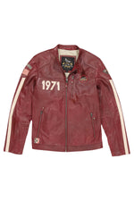Red lambskin jacket inspired by Steve McQueen's 1971 Le Mans. - Image n°4