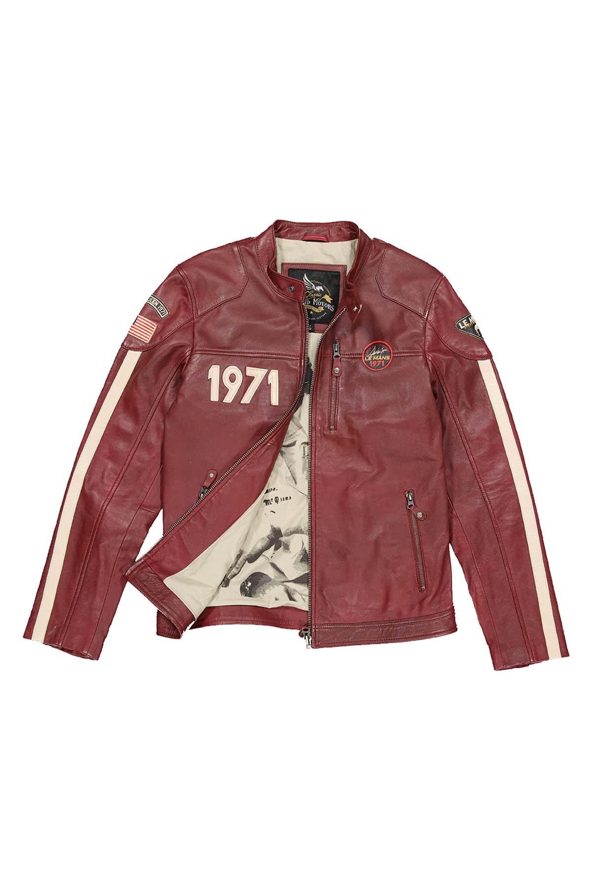 Red lambskin jacket inspired by Steve McQueen's 1971 Le Mans. - Image n°2