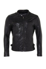Black sheepskin leather jacket - Image n°5