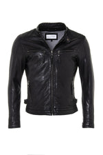Black sheepskin leather jacket - Image n°2