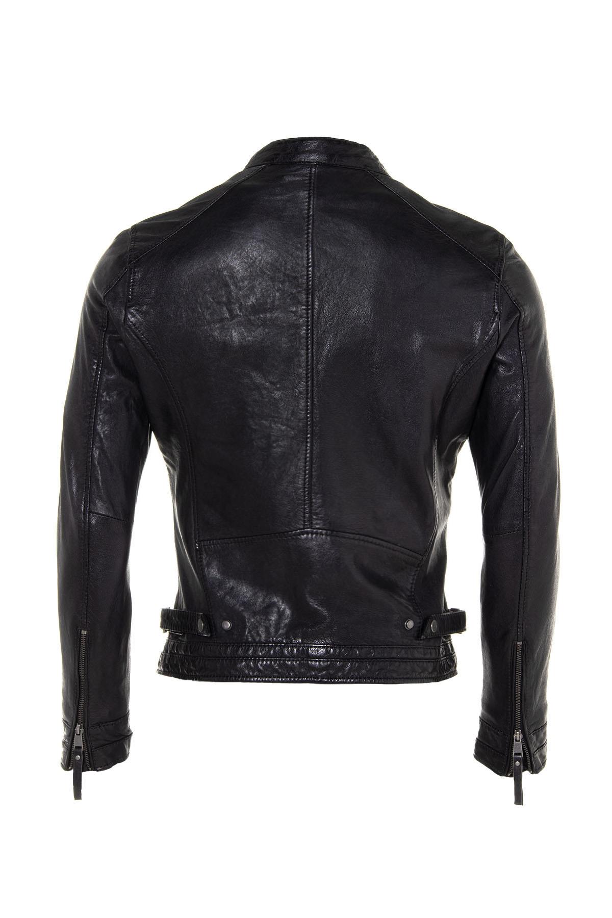 Black sheepskin leather jacket - Image n°9