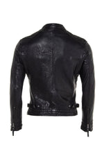 Black sheepskin leather jacket - Image n°9