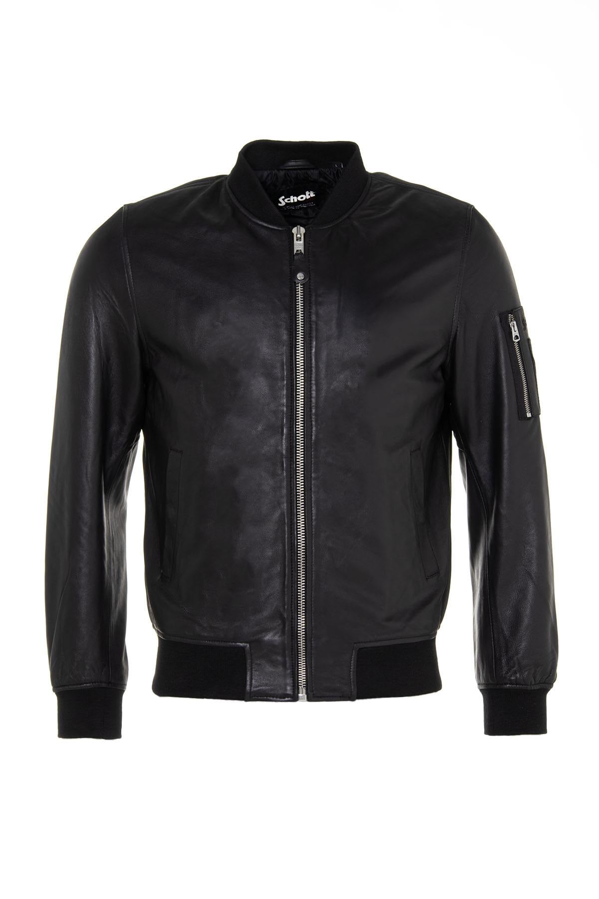Schott NYC's lambskin MA-1 bomber with ribbed trims and zip front. - Image n°5