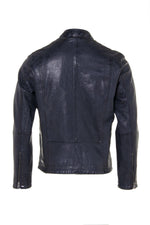 Navy sheepskin jacket, chrome-free tanned, with a moto collar. - Image n°8