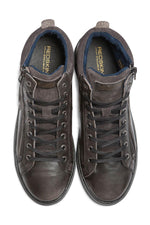 Charcoal leather sneakers - Image n°3