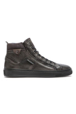 Charcoal leather sneakers - Image n°4