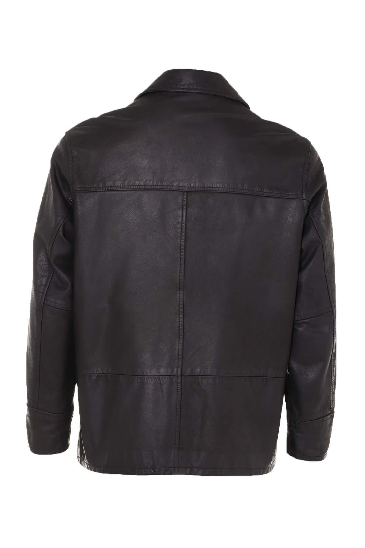 Mid-length coat in brown fat buffalo - Image n°3