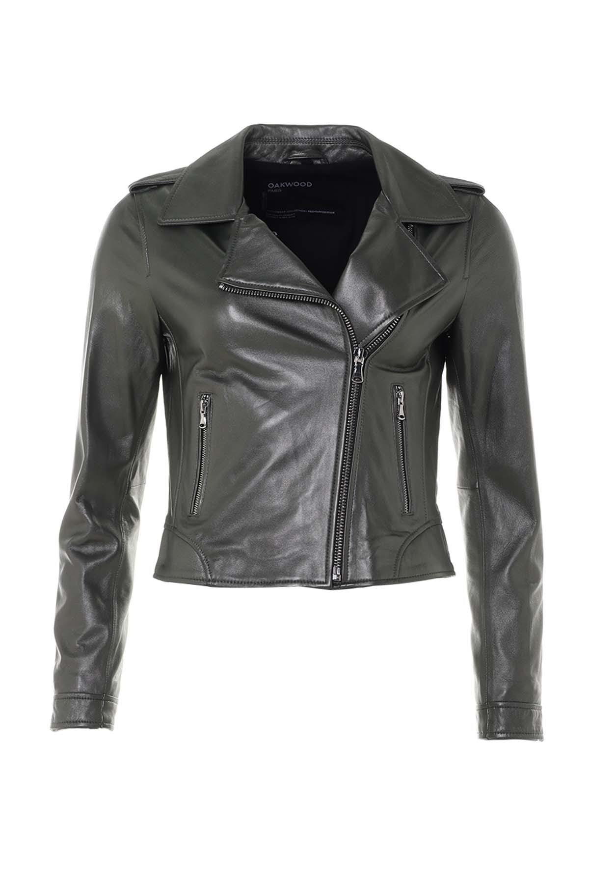 A metallic dark green sheepskin biker jacket, bold and seasonless. - Image n°13